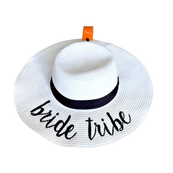 Bride Tribe Woven Sun Hat; Black/White; Black Ribbon; Adjustable; NWT - Picture 1 of 8